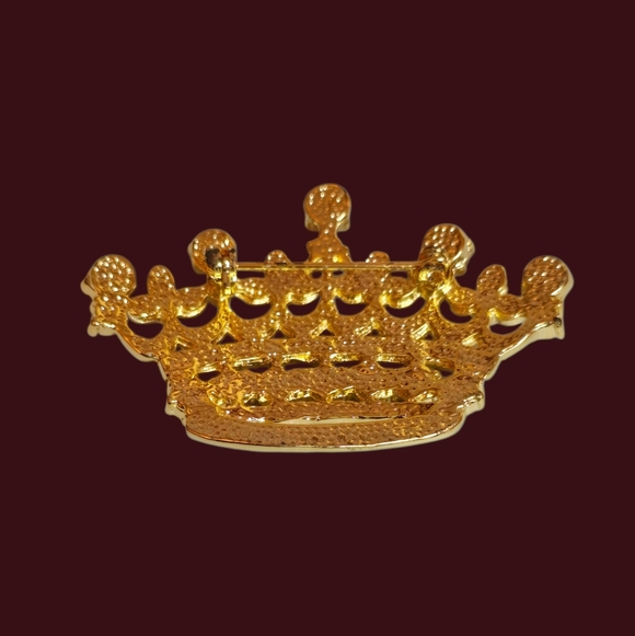 Vintage Multi Colored Gold Tone Crown Brooch - Picture 5 of 5
